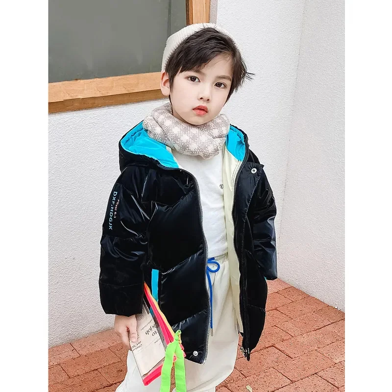 

Winter Children Clothing Girls Down Jacket Hooded Long Boys Baby Outerwear Coat 4-10 Years Kids Parkas TZ458