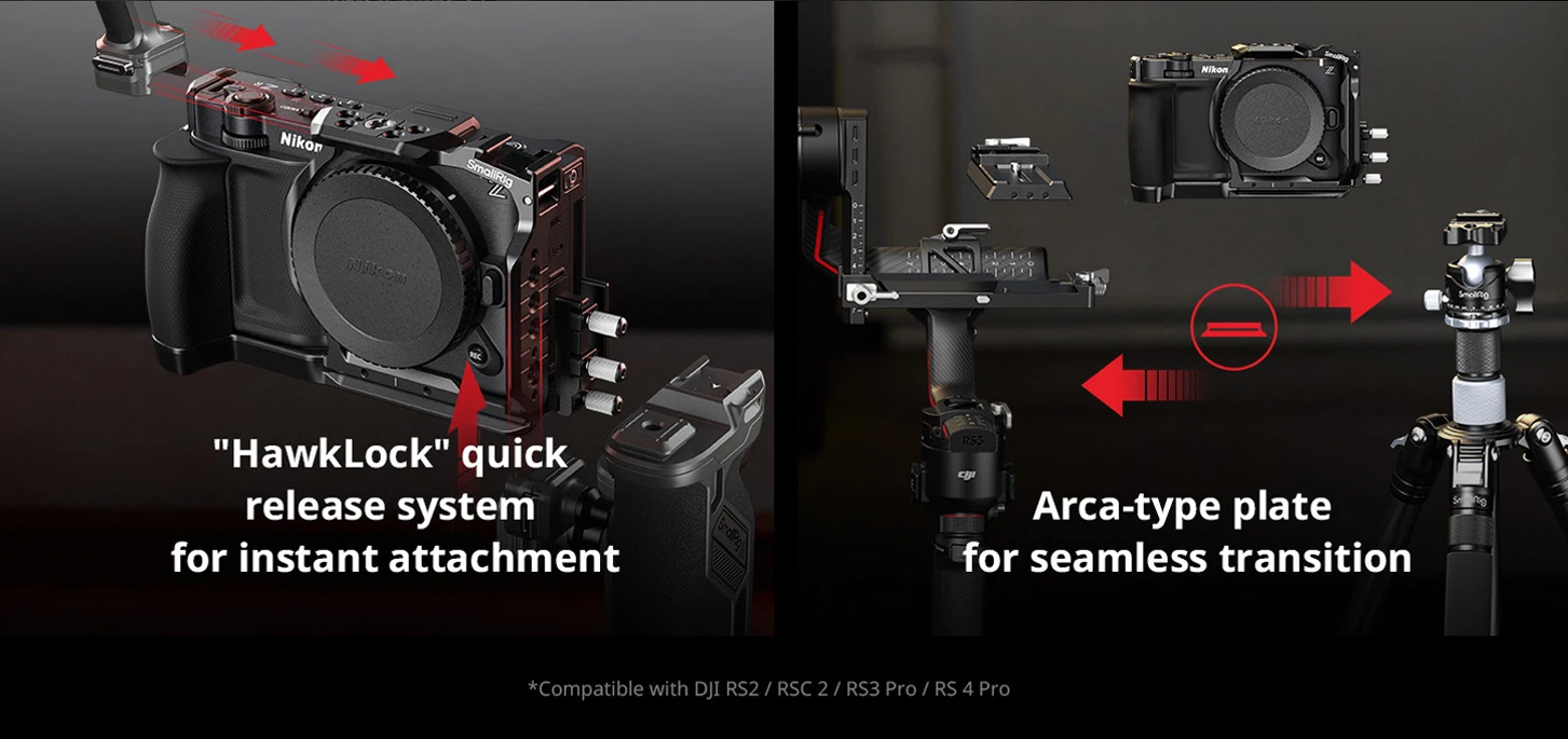 SmallRig ZR "HawkLock" Schnellwechselkäfig für Nikon ZR mit Kabelklemme, Silikongriff und integrierter Arca-Swiss Schnellwechselplatte – Detail 4
