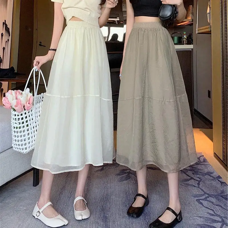 

Mesh Organza A-line Skirt Women's Summer Korean Version of The 2023 New High-waisted Slimming Super Fairy Forest Skirt