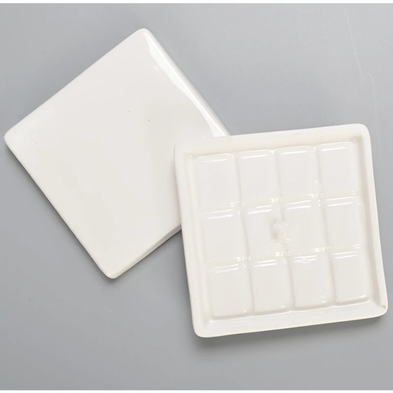 12-grid Square Ceramic Palette Student Art Painting Pigment Multi-functional Coloring Tool Watercolor Paint Box