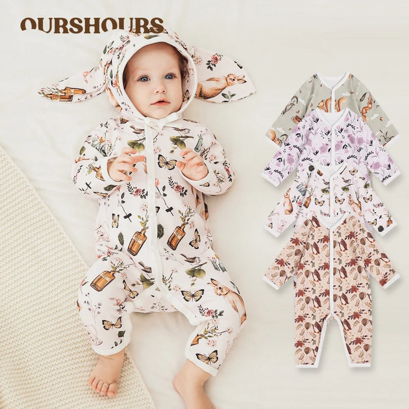 

Cotton Baby Soft Jumpsuits Long Sleeved Button Newborn Rompers for Boys Girls Clothes Infant Toddler Cartoon Printed Bodysuit