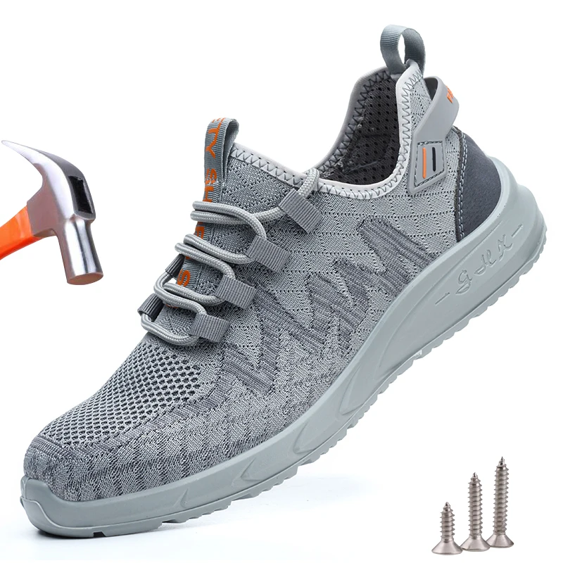 Lightweight Safety Shoes Men Steel Toe Work Shoes Breathable Puncture Proof Safety Boots Protective Security Work Sneakers