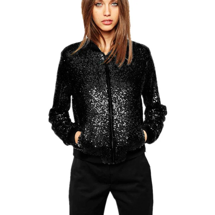 Men Sequin Bomber Jacket Party Bomber Jacket Men Rock Sequin Jacket