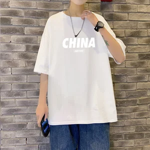 Men's Cotton Fashion Tshirt Mens Letter Summer T-shirts 5XL Oversized Tee Shirts Casual White T Shirt Tee For Man