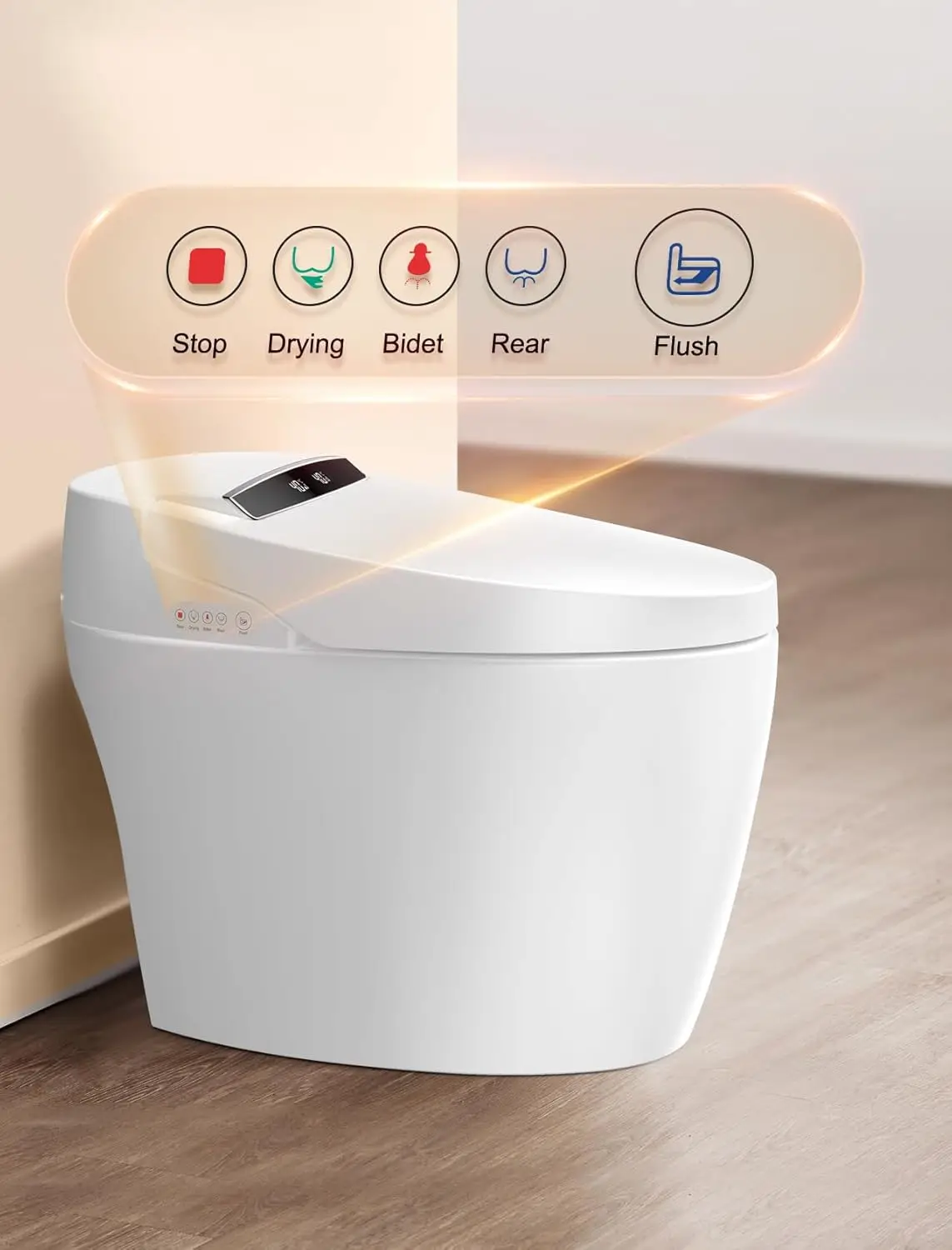 Tankless Smart Toilet With Bidet Built In One-piece Bidet Toilet Seat Auto Flush Auto Open & Close Heated Seat Warm