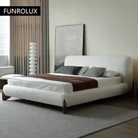 Lit double en laine d'agneau à dossier doux, lit en tissu, tatami japonais, chambre principale minimaliste italienne, moderne et simple 5