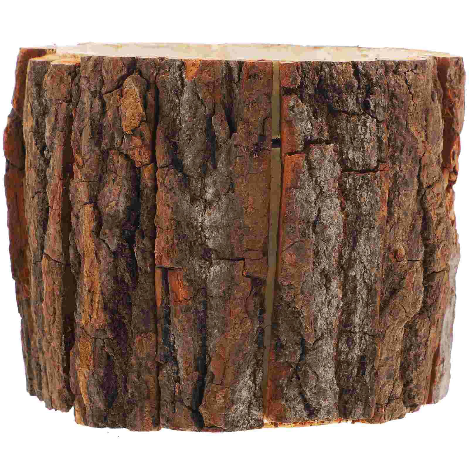 

Natural Wood Flower Pot Rustic Stake Design Succulent Plant Potted Planter Bonsai Pots Bark Barrel Bucket Garden Decoration