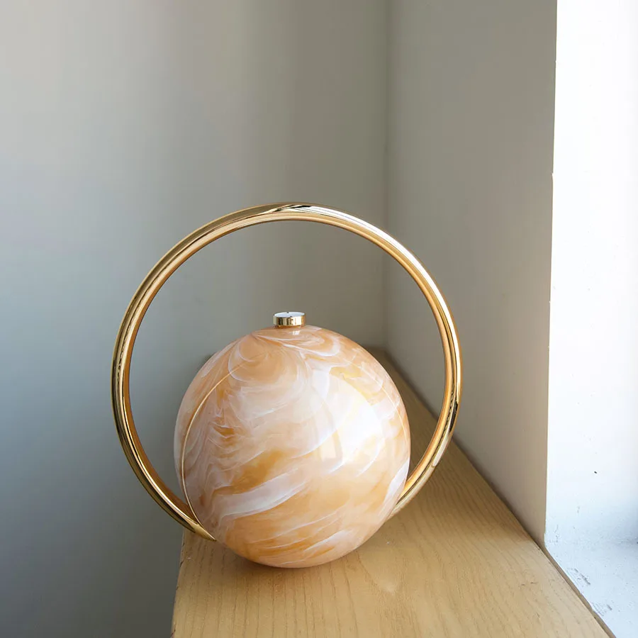 Brand Evening Clutch With Ball Handle Electroplated Pearl Bag Women's Round Creative Handbag Mini Trendy Pvc Women's Coin Purse