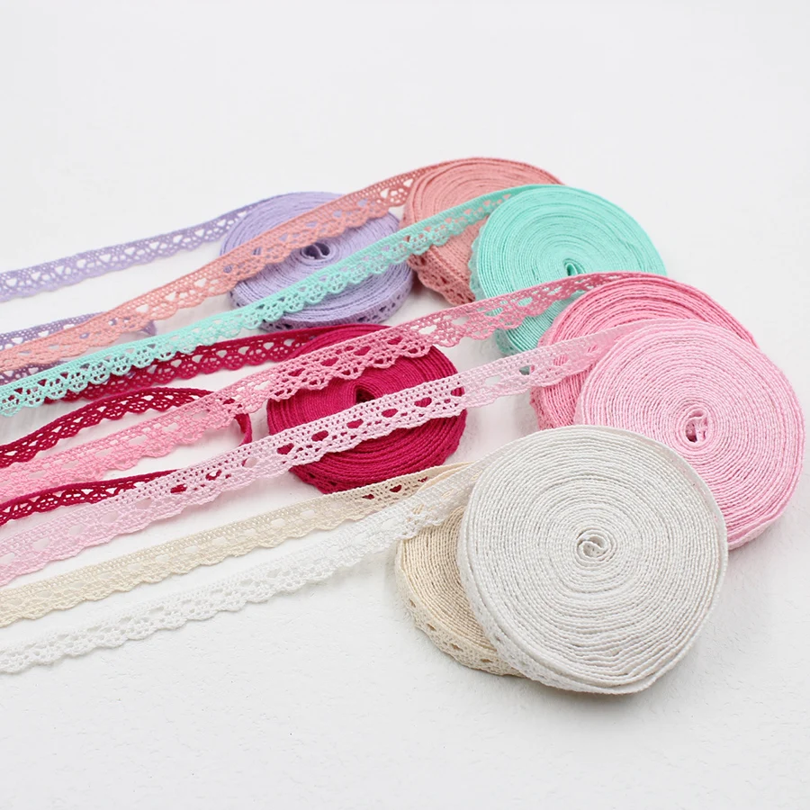 Cotton Embroidered Lace Ribbon Fabric 5/10Yards DIY Handmade Curtuins Trims Wedding Craft Sewing Accessories