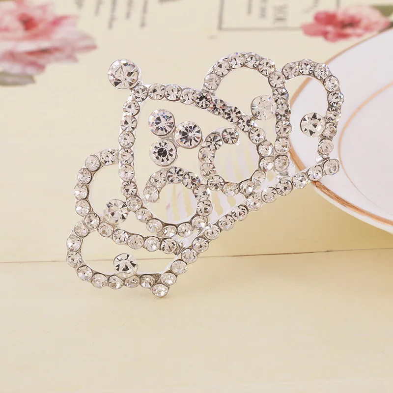 Mini Tiara Hair Combs Princess Crown Wedding Hair Accessories For Girls Fairy Silver Color Crystal Hairpins Bride Hair Jewelry