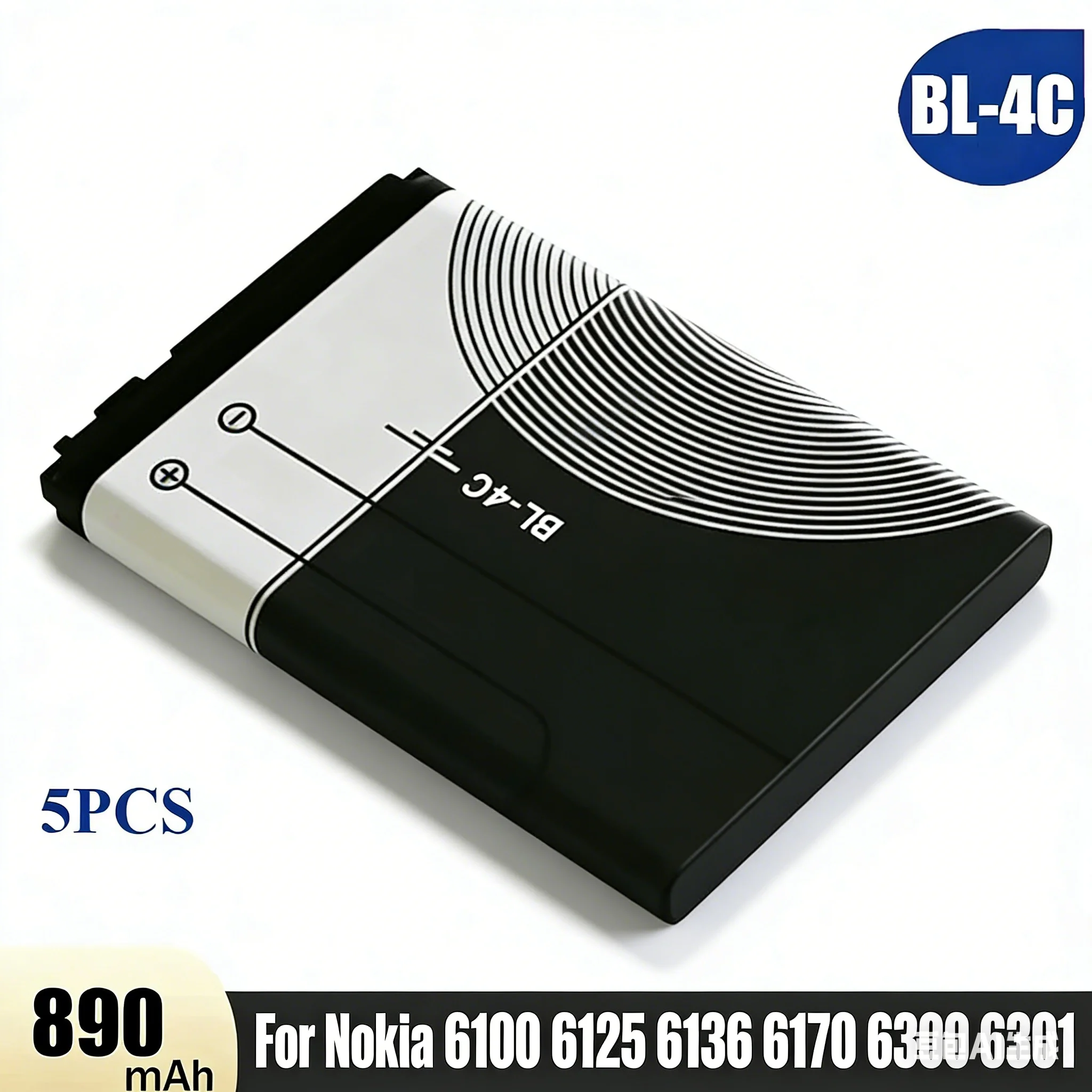 5 pz BL-4C Batteria 3.7 V 890 mAh Batteria Del Telefono Ai Polimeri di Litio BL4C BL 4C per Nokia 6100 6125 6136 6170 6300 6301 6102i - immagine 5