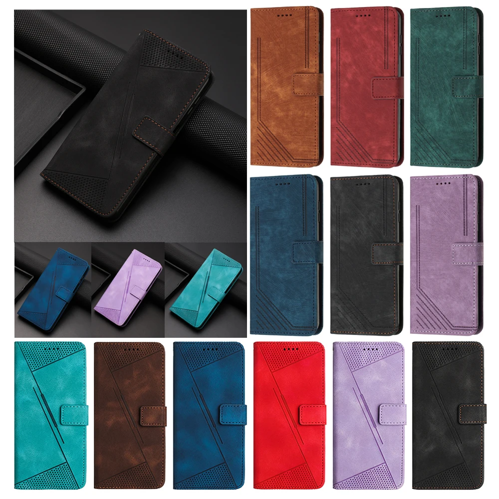 Geometric Leather Wallet Flip Case - Premium Back Cover