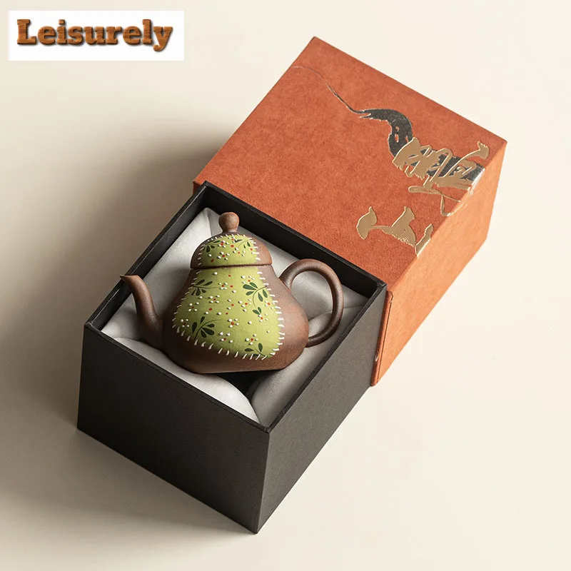 100ml Hand-painted Yellow Chrysanthemum Teapot Elegant Tea Infuser Pot Household Tea Maker Kettle With Filter Teaware Ornaments