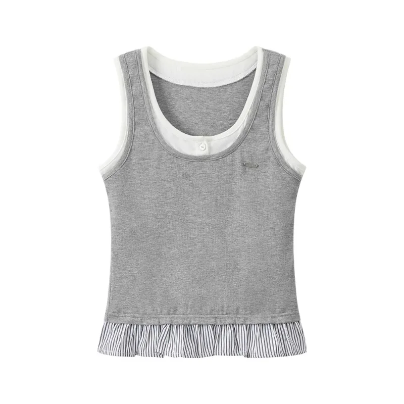Two-Tone Layered Tank Top Women Summer Slim Fit Stretch