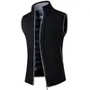 2023 Autumn Winter New Solid Color Fashion Stand Collar Sleeveless Tank Top Man Casual Loose Zipper Pockets Warm Knitting Vest 2