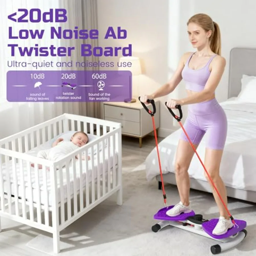 Waist Twister Machine Exercise - Ab Twister Board for Exercise with 5 Resistance Bands, 330LBS Capacity Waist Twisting Fitness T