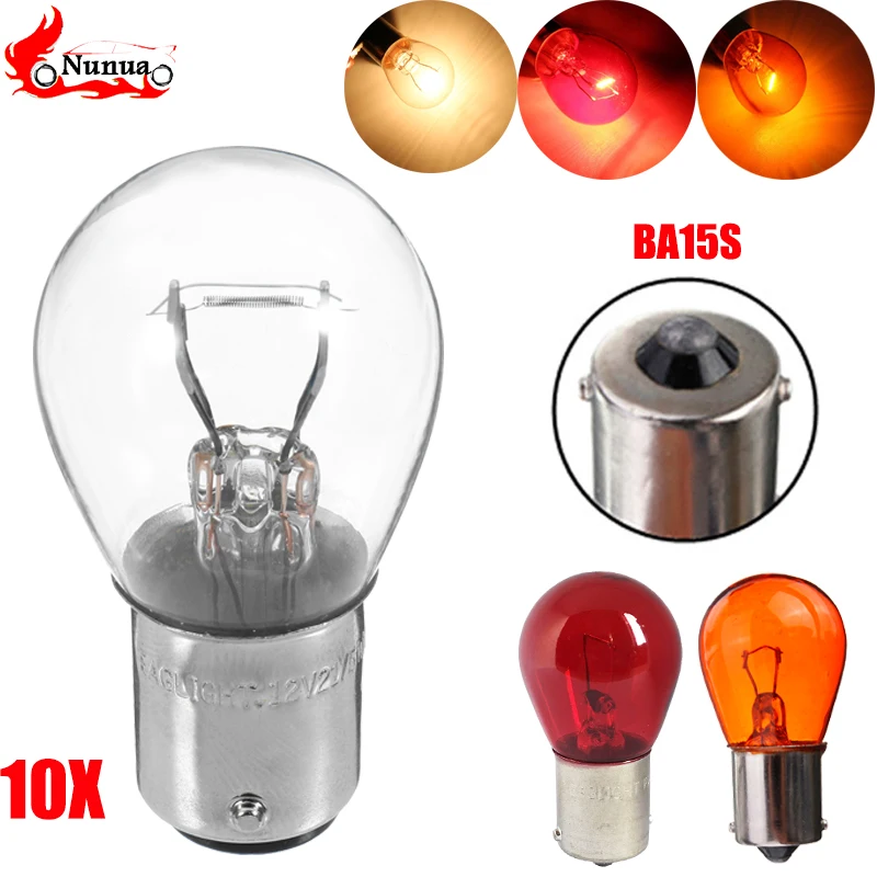 10pc 1156 Auto Stop Glass Lamp Halogen Bulbs 1141 S25 12v21w Ba15s