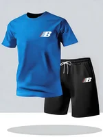 Ensemble de sport pour homme, style sportif, respirant, t-shirt à manches courtes + short, léger et confortable, ensemble décontracté 2 pièces 6