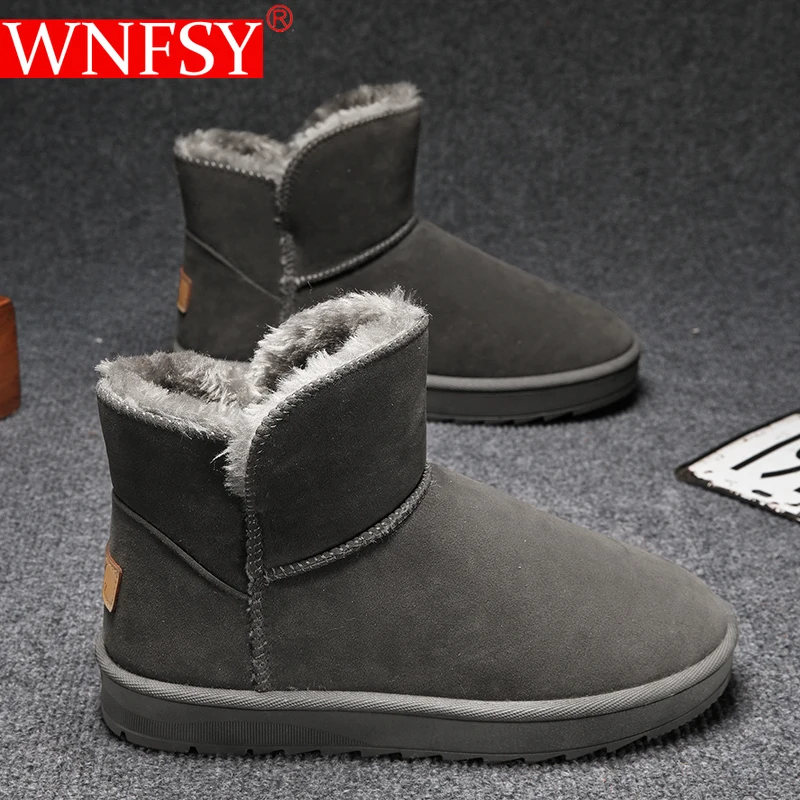 

Мужские зимние ботинки Wnfsy на толстой подошве с бархатной подкладкой сохраняющие тепло дышащие Нескользящие износостойкие ботинки большого размера с хлопковой подкладкой