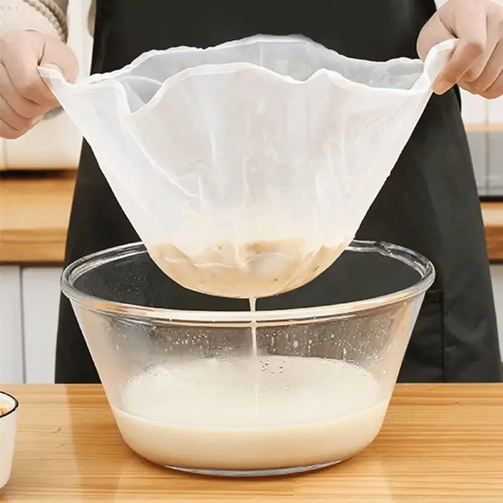 

Bowl Shape Soy Milk Filter Bag Home Oval Multifunction Soy Milk Strainer Kitchen Tools Gauze Yogurt Filter Net