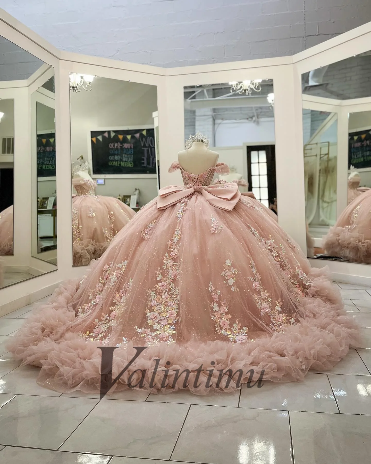Valintimu Exquisite Sweetheart Quinceanera Dress for Girl Bow Tulle Off the  Shoulder Vestidos De 15 Quinceanera Customized - AliExpress 320