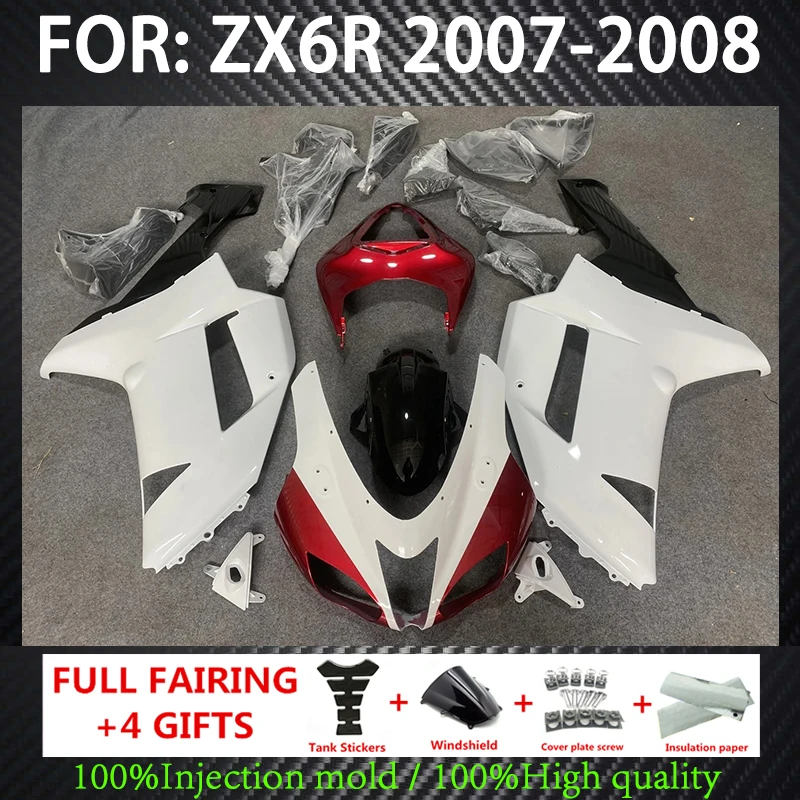 

Full fairing kit for ZX6R 2007 2008 motorcycle fairings ZX-6R 07 08 Ninja 636 green White red bodywork set