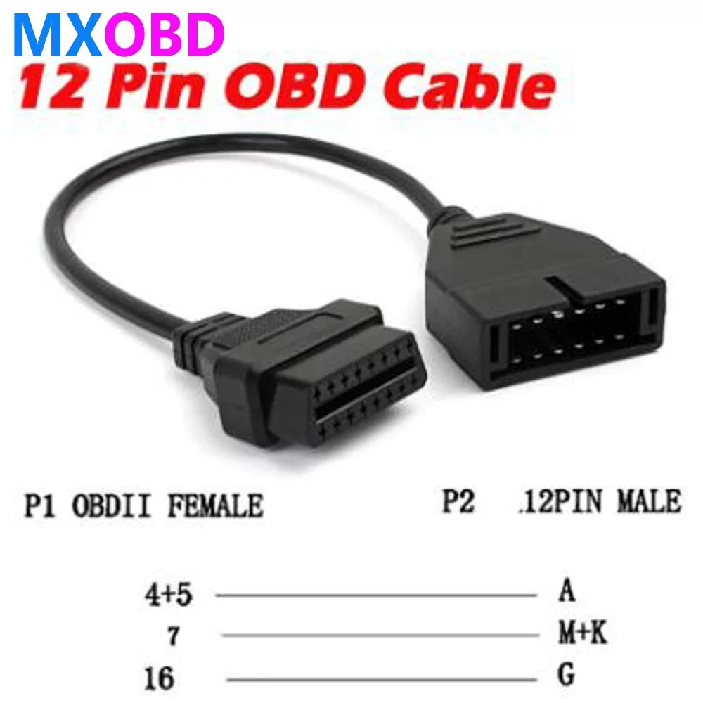 Obd 2 Obd2 Csatlakozó A Gm 12 Csap Adapteréhez 16 Pontos Női Diagnosztikai Kábel 12Pin Hím Dugó Gm Dawoo Járművek Számára