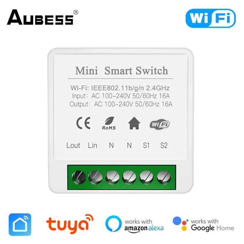16A MINI Wifi Smart Switch Timer Funkschalter mit Tuya Alexa Neu Home F5U0  