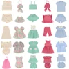 European Girls Dress 2025 Summer Cute Kids Tee Shirts and Shorts Suit Printed Blouse Fashion Children Pricness Dresses 1