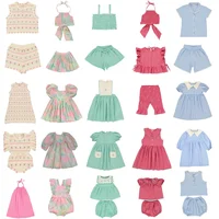 European Girls Dress 2025 Summer Cute Kids Tee Shirts and Shorts Suit Printed Blouse Fashion Children Pricness Dresses 1