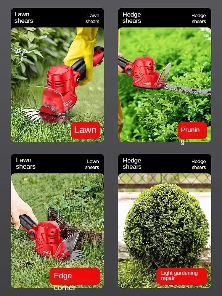 Multifunctional Cordless Grass Shear Hedge Trimmer Cutter Garden Power Tool Kit 6