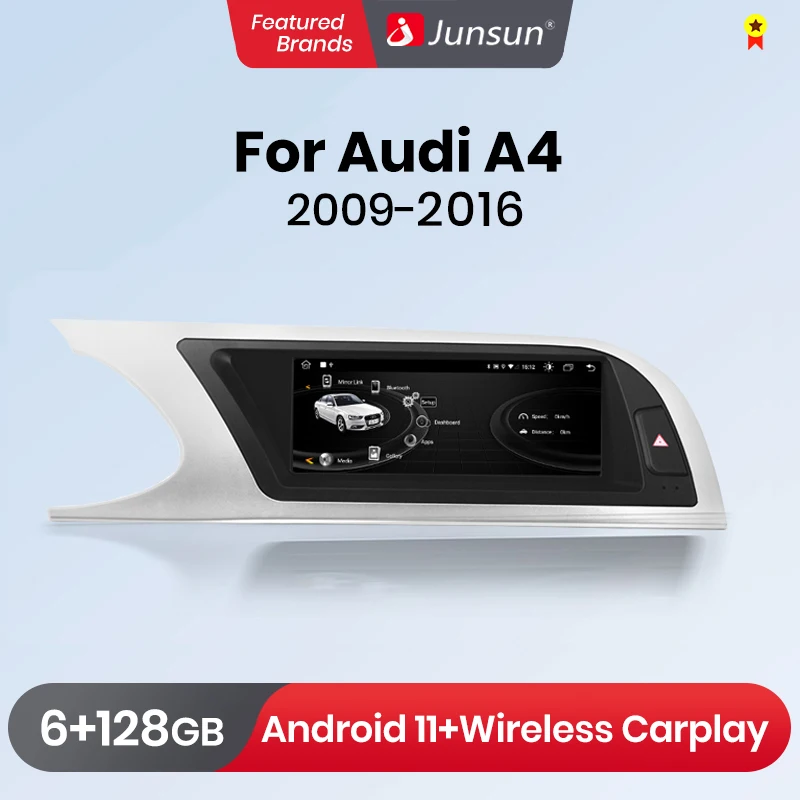 Junsun ai stimme kabelloses carplay autoradio multimedia für audi a4l