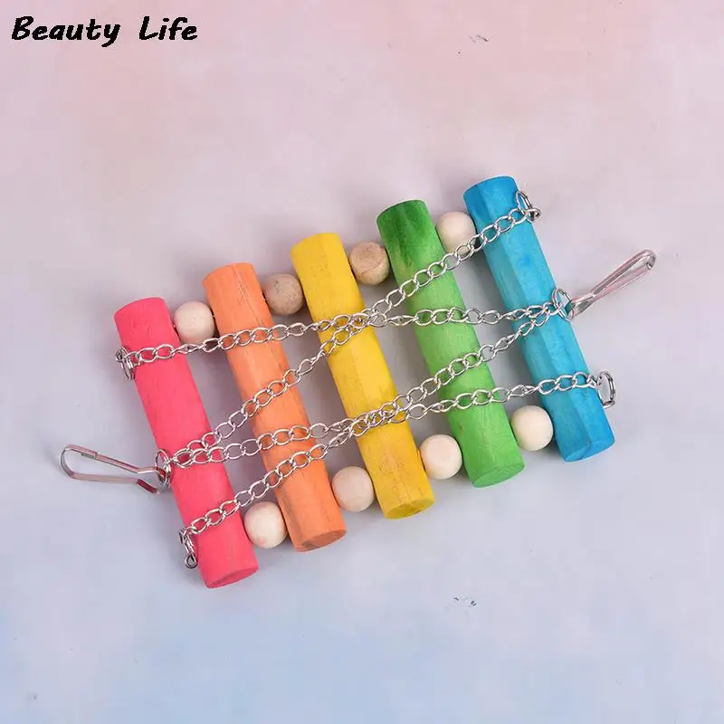 Bird Hanging Swing Toys Wood Parrot Parakeet Perches Finches Pets Accessories