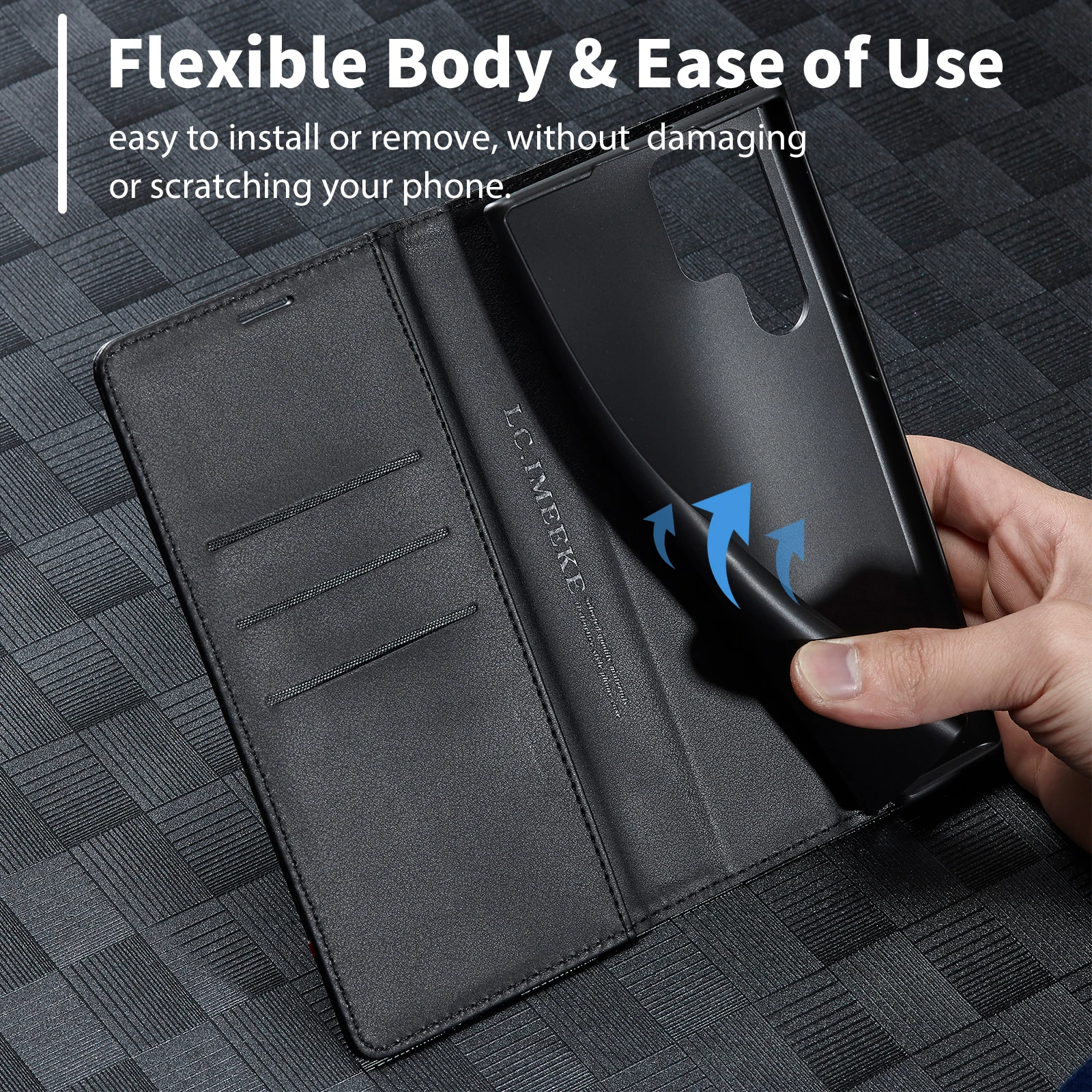 Leather Phone Case Carbon Fiber Leather Case Samsung Galaxy S25 S24 S23 Ultra S22 S21 S20 FE S10 S9 Plus Note 20 + Business Wallet Card Cover