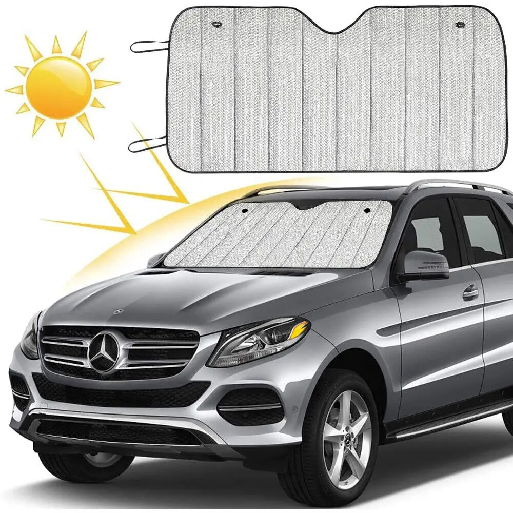 

Car Windscreen Sun Shade Large Car Windshield Sunshade Uv Heat Reflective Visor 130*60cm Foldable Silver Aluminum Foil New