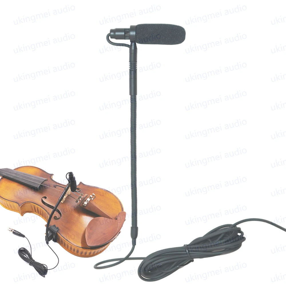 TA3 Musical Instrument Microphone for Violin and Viola Acoustic Violin Fiddle Gooseneck Microphone for AKG Bodypack Transmitter