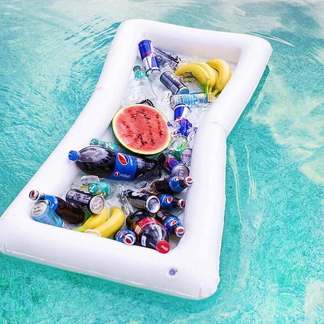 Inflatable Serving/Salad Bar Tray Food Drink Holder -- BBQ Picnic Pool  Party Buffet Luau Cooler,with a drain plug