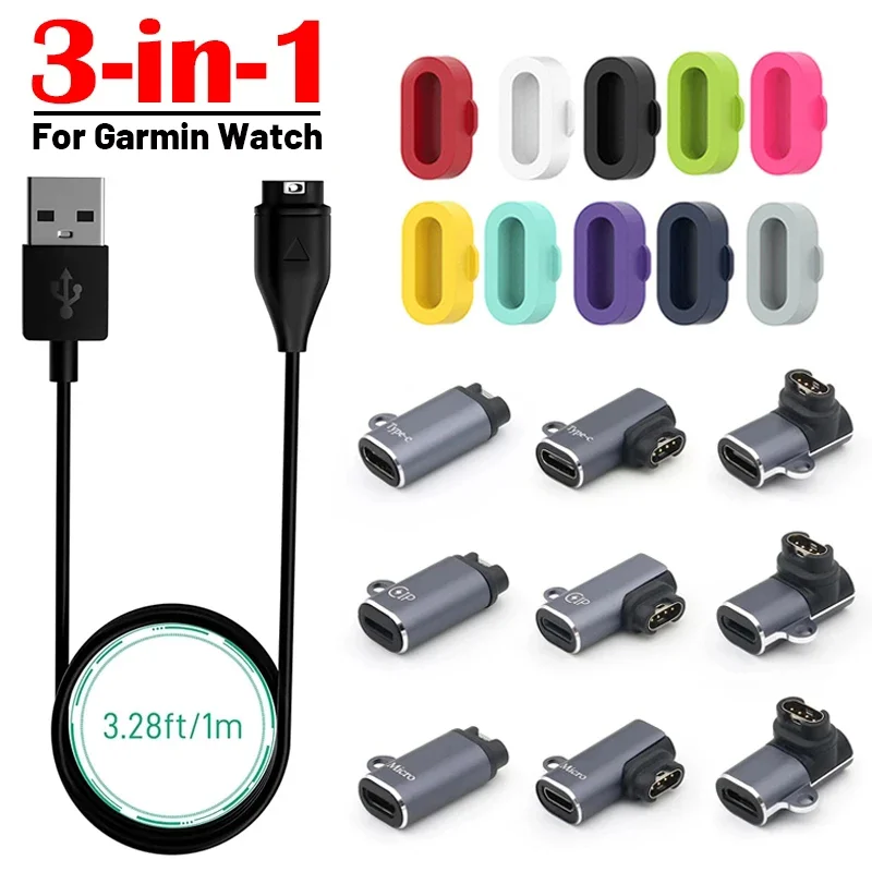 

Charging Cable for Garmin Fenix 7 7S 7X 6 6S 6X Forerunner 955 945 USB Type C IOS Charger Adapter Watch Chargers with Dust Plug