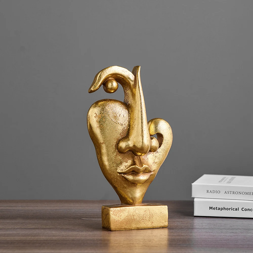 

Nordic Style Decoration Abstract Mask Ornaments Facial Decoration Crafts Living Room Decoration Resin Decorative Figurines Gift