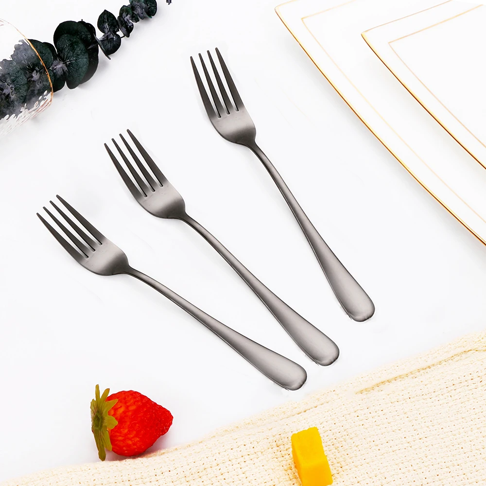 Gold Dessert Fork Set Stainless Steel Fruit Fork Ice Cream Cake Tea For Home Tea Party Mirror Tableware 1/3/4/5/6 Pieces fruit fork,silverware set,portable cutlery