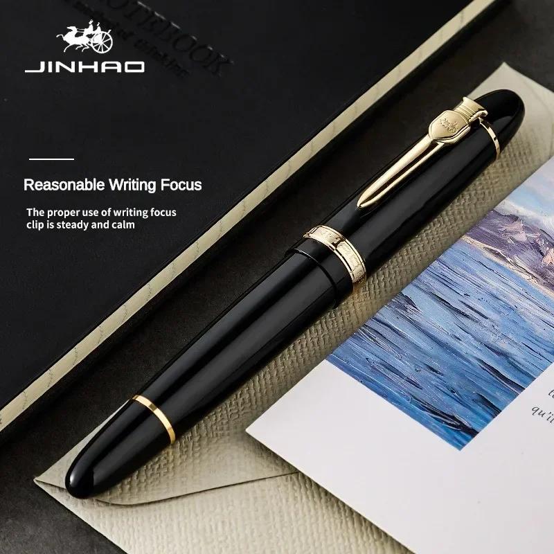 JINHAO 159 만년필, 캘리그라피 금속 펜, 스핀 골든 M 펜촉, 비즈니스 사무실 학용품 잉크 펜, 문구