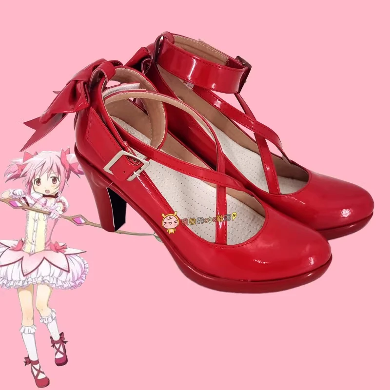 

Puella Magi Madoka Magica Kaname Madoka Cosplay Shoes Red Comic Cos Shoes for Comic Con Halloween Cosplay Costume Prop Shoes