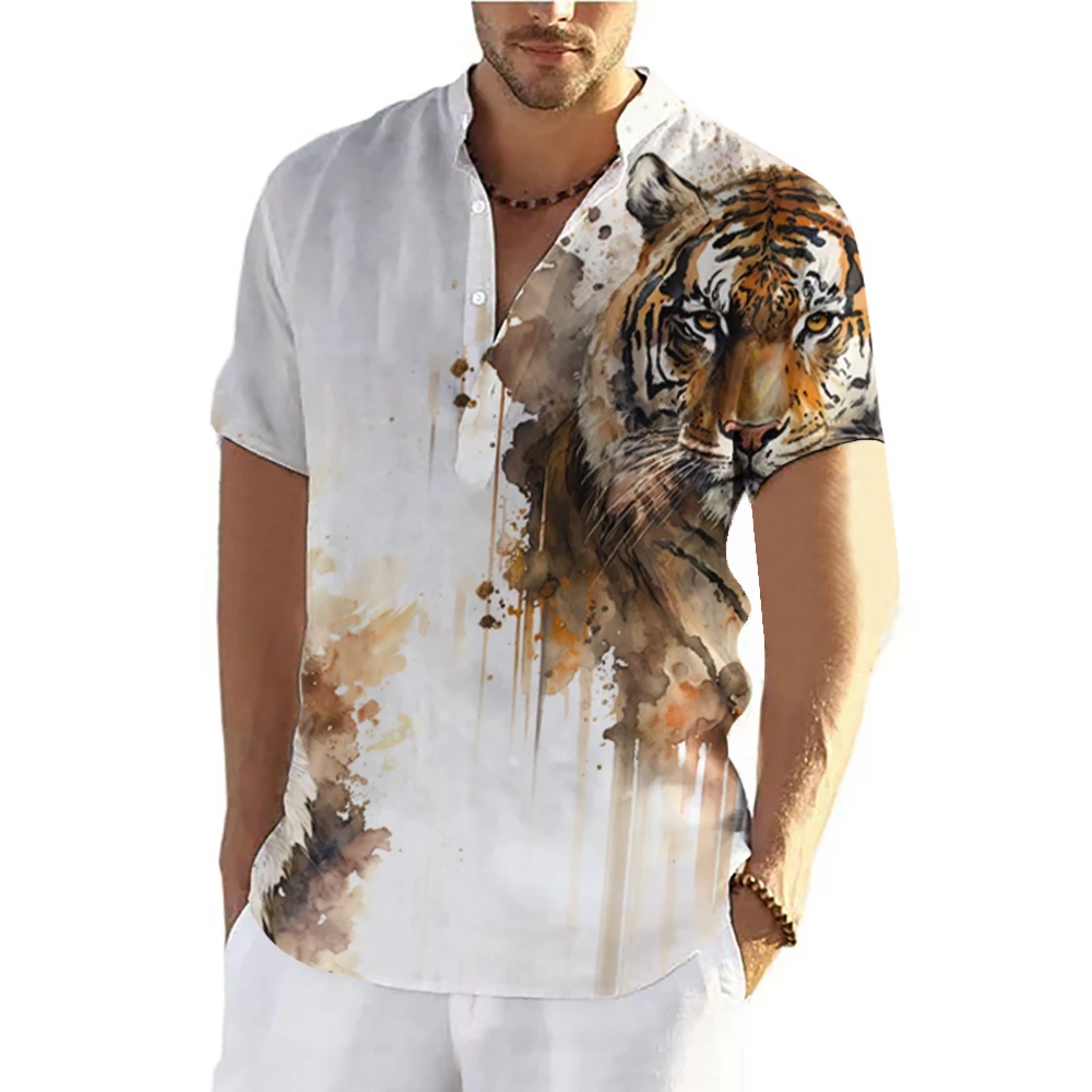 Men Tiger Shirts T-shirts Short Sleeve Tops Animal Graphic Clothing Streetwear V-Neck Pullovers Summer Shirt Tees casual short sleeved shirt short sleeved shirt