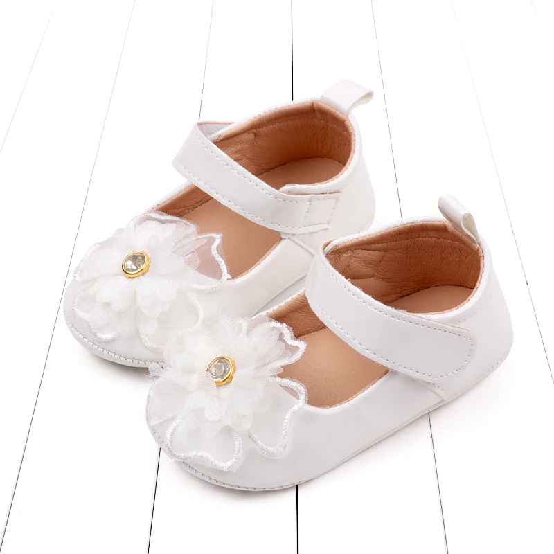 0-18M Baby Girls Princess Shoes Non-slip Soft PU Leather Flower Shoes Toddler First Walker Infant Crib