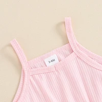 0-4Y Toddler Baby Girl Summer Jumpsuit Sleeveless Square Neck Cotton Solid Color Romper Shorts Cute Bow Infant KIds Playsuit 4