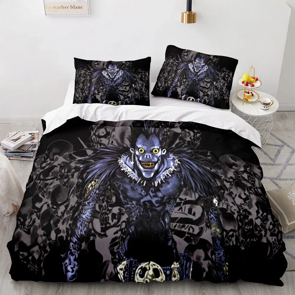 3D Death Note Anime Bedding Set Soft Quilt Duvet Cover with Pillowcase for Single Twin Full Queen King Size Decorative Bed