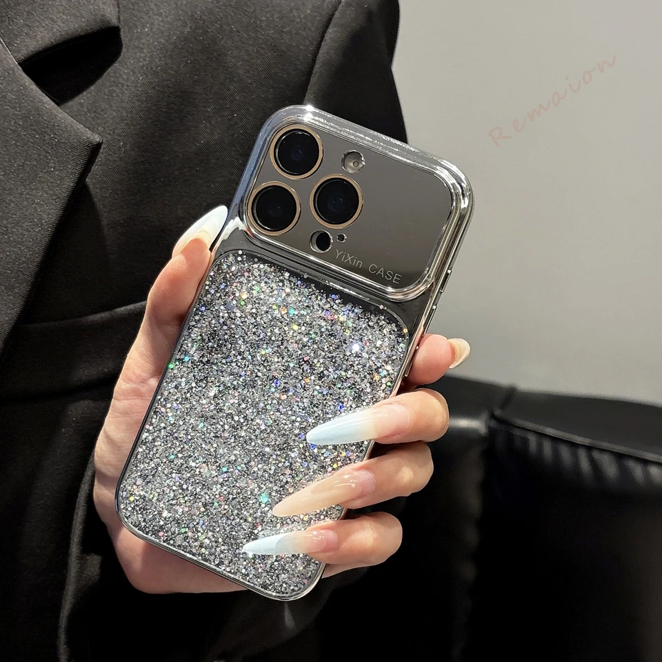 Bling Glitter Phone Case For Iphone 13 14 15 16 Pro Max Camera Cover_voghion.com