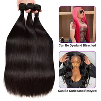 Extensions de cheveux humains brésiliens lisses en lots, 32 pouces, couleur naturelle, tressées, non traitées, cheveux vierges Remy, double trame 6