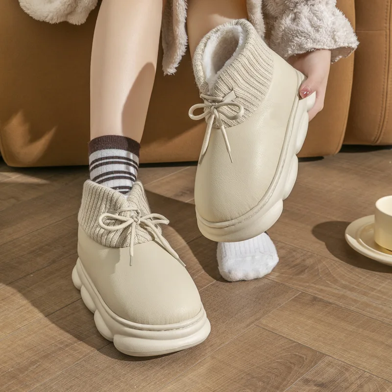 

Повседневные женские сабо, платформа, низкая яркость, зимние пу базовые тканевые тапочки, шитье, повседневные женские туфли