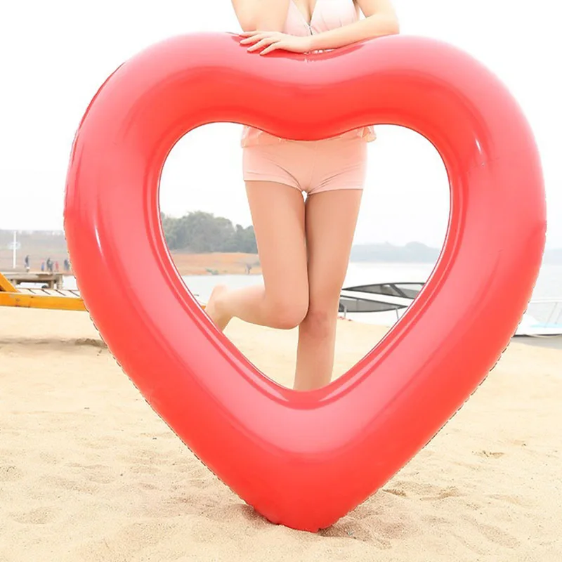 90 INS Hot Inflatable Sweet Heart Swimming Rings laps Giant Pool party Lifebuoy Float Mattress Swimming Circle Pink Red 4